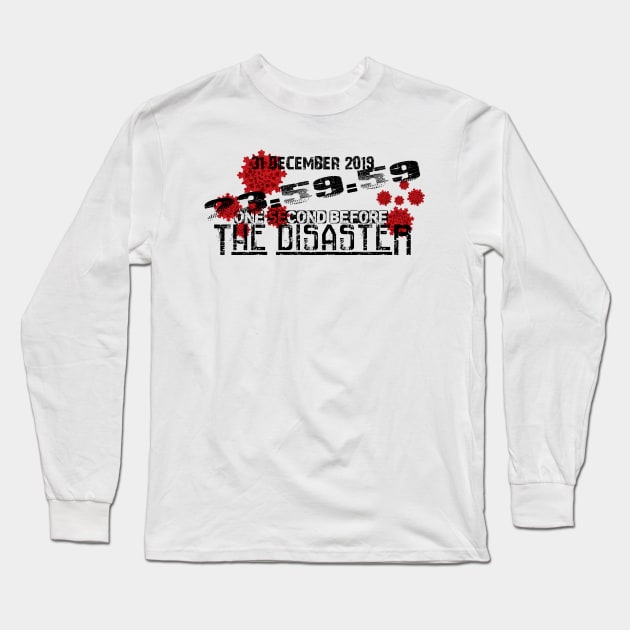 ONE SECOND BEFORE THE DISASTER, 31 DECEMBER 2019, 23:59:59. Long Sleeve T-Shirt by exploring time